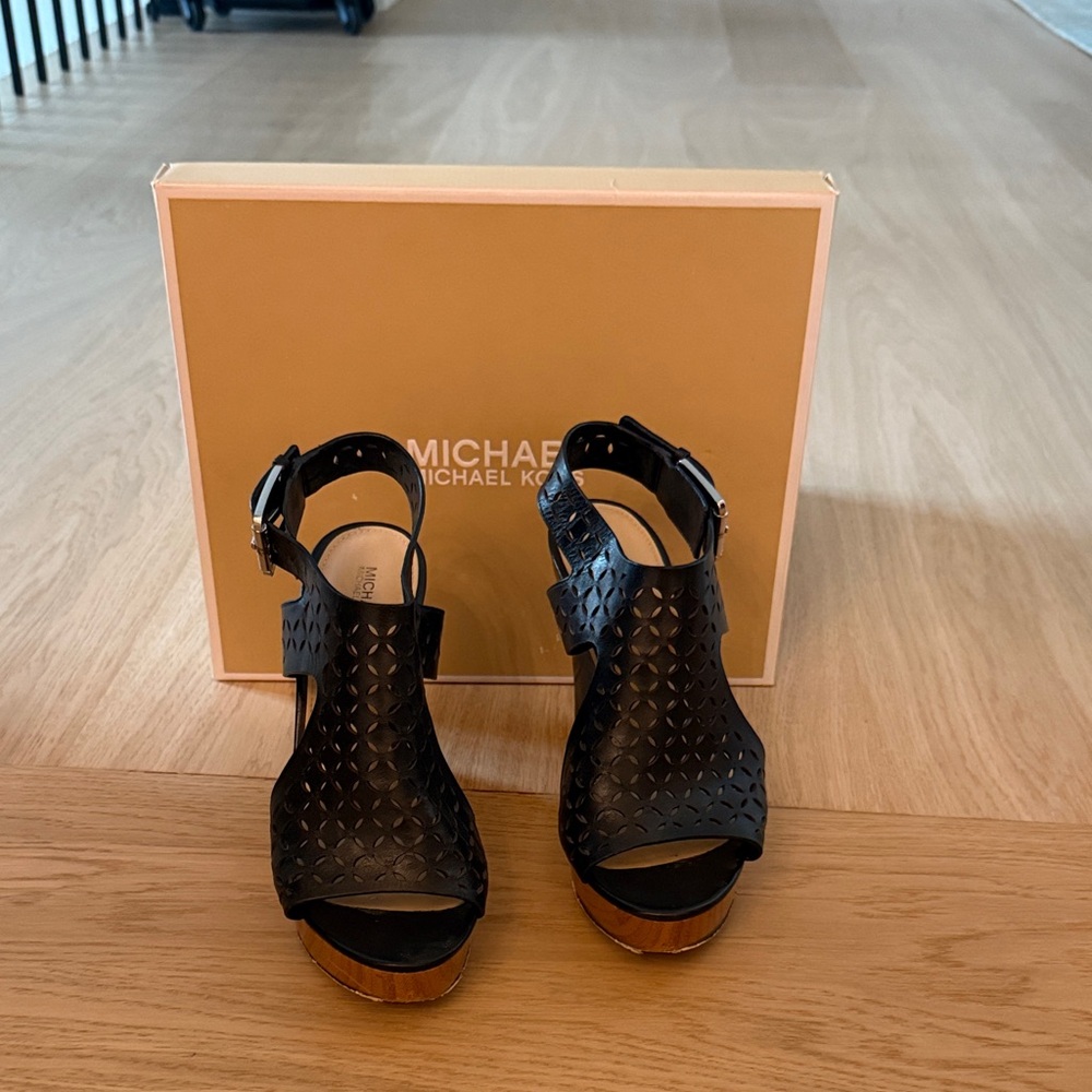Michael Kors Black Wedge Sandals